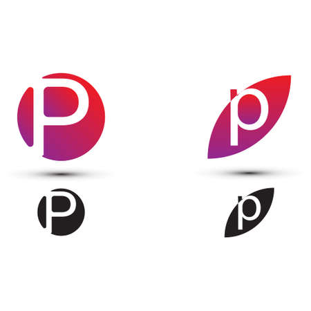 P letter logo with two styles and gradient colorsのイラスト素材