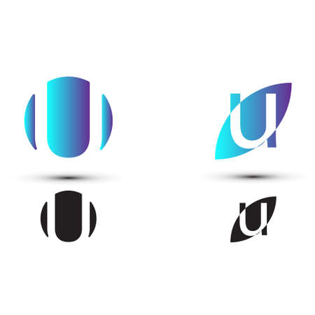 u letter logo with two styles and gradient colorsのイラスト素材