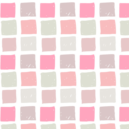 seamless pattern with colored hand drawn squares. Purple pale blue, and pink squares.のイラスト素材