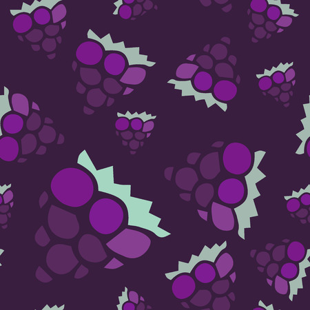 Blackberries seamless pattern on purple background.のイラスト素材
