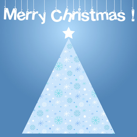 Merry Christmas card. Blue vector greeting card with Christmas tree.のイラスト素材