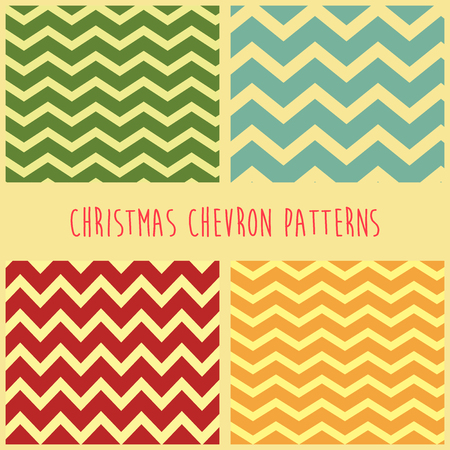Christmas chevron patterns vector set. Cheerful chevron patternsのイラスト素材