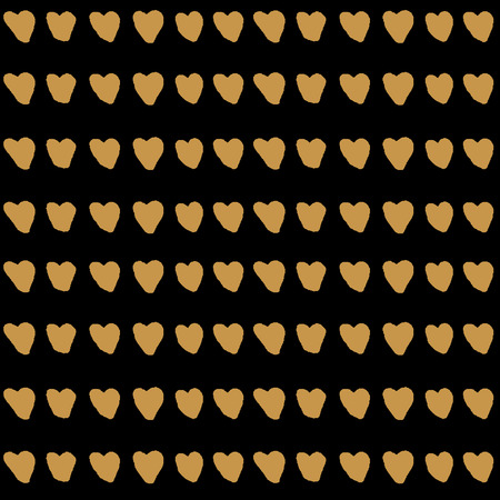 Vector pattern with hand drawn golden hearts.のイラスト素材