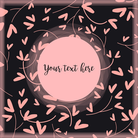 Template for text on pink heart shaped leaves background on dark.のイラスト素材