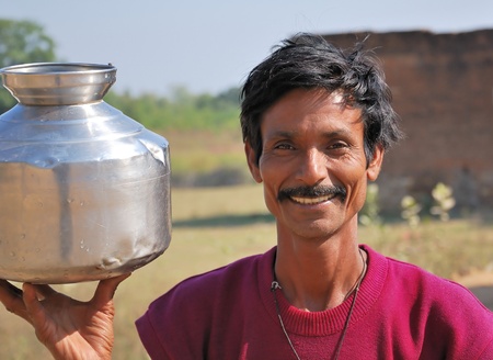 Khajuraho, India - November 26, 2009 - Typical Indian man living in villages in Indiaのeditorial素材