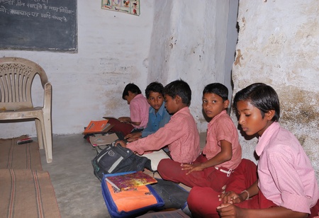 Khajuraho, India - November 27, 2009 - Typical school in Indiaのeditorial素材