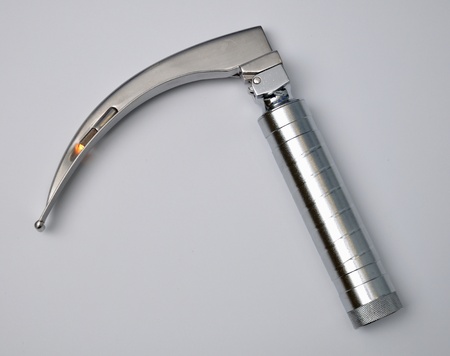 laryngoscope on gray backgroundの写真素材