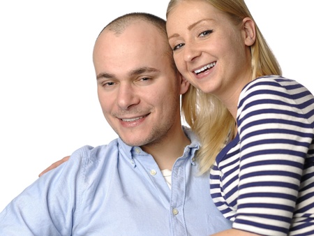 young couple on white backgroundの写真素材