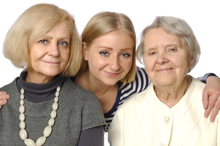 Three woman - three genertions on white 