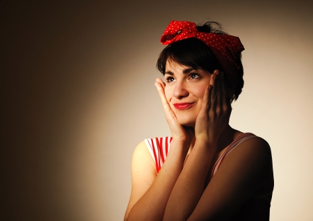 Woman in retro style の写真素材