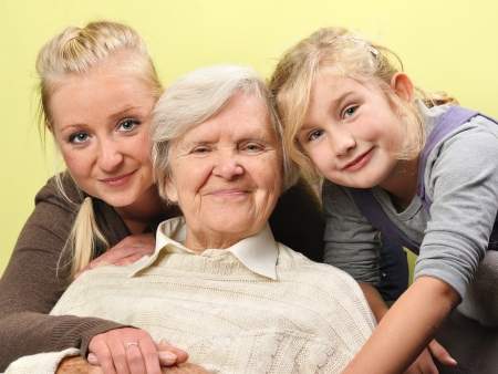 Three women - three generations  Happy and smiling 