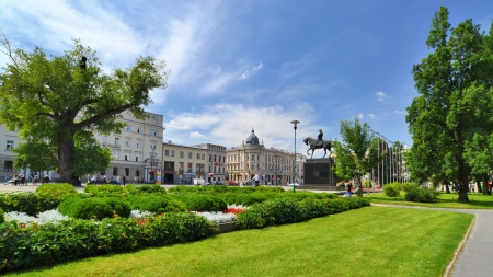 LUBLIN, POLAND - JULY 19  Lithuanian Square in Lublin on July 19, 2013 in Lublin, Poland  Lublin is the biggest city in eastern Poland  It is one of the oldest cities in Poland, with historic Old Town のeditorial素材