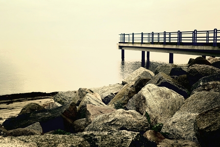 Mysterious wooden pier.の写真素材