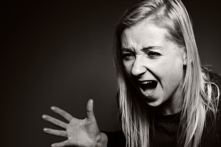 Screaming women. Pain and panic.の写真素材