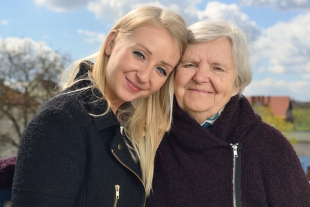 Grandmother and granddaughter. Happy family.