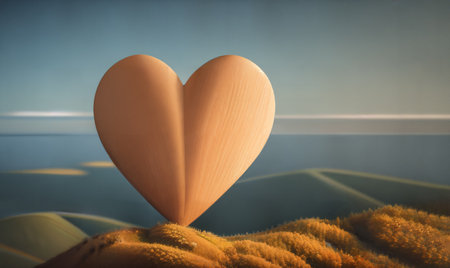 Love on the Horizon: A Heart on a Hilltop, 3d renderingの素材