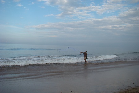 fisherman is out for fishingの写真素材