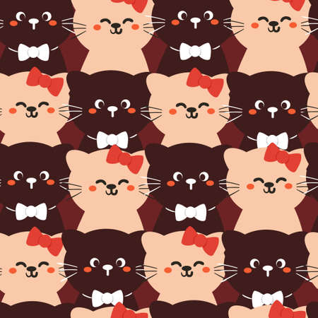 seamless pattern hand drawing cartoon cat. cute wallpaper for fabric print, textile, gift wrap paperのイラスト素材