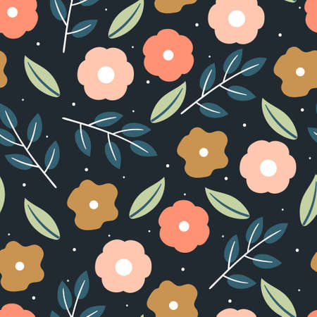 seamless pattern flower and leaves. spring wallpaper for fabric print, textile, gift wrap paper