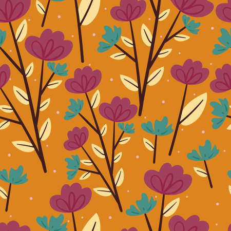 seamless pattern flower and leaves. spring wallpaper for fabric print, textile, gift wrap paperのイラスト素材