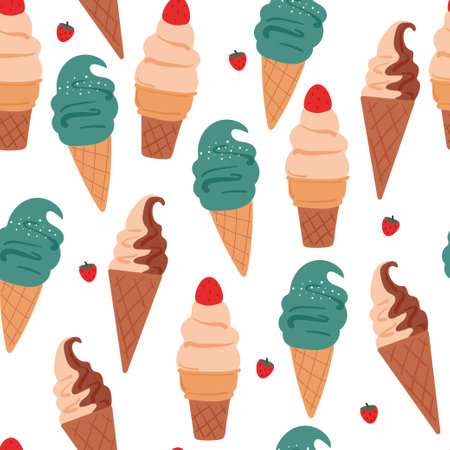 seamless pattern hand drawing cartoon dessert. food wallpaper for fabric print, textileのイラスト素材