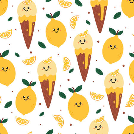 seamless pattern hand drawing cartoon dessert. food wallpaper for fabric print, textileのイラスト素材