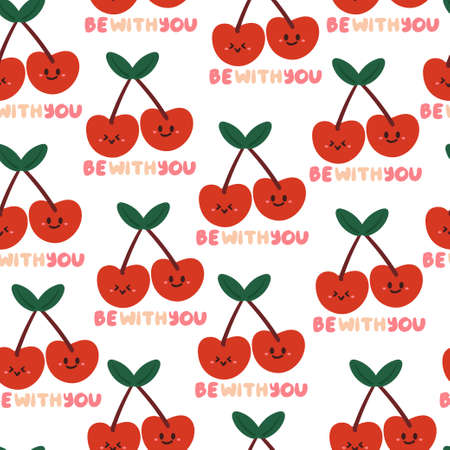 seamless pattern hand drawing cartoon cherry for kids wallpaper, fabric print, textile, gift...