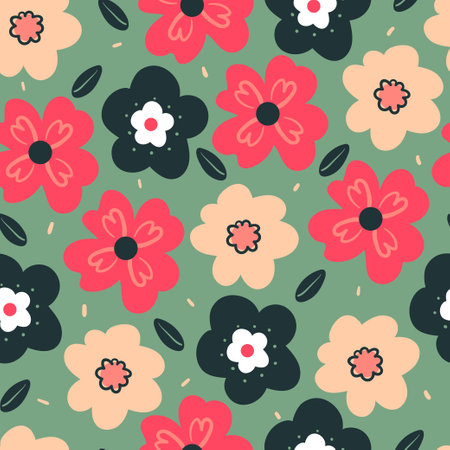 flower seamless pattern for fabric print, textile, gift wrapping paper. botanical drawingのイラスト素材