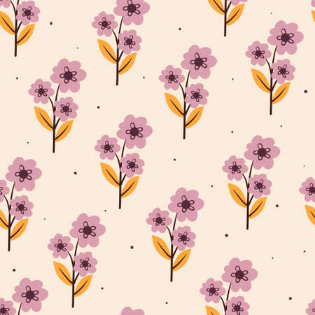 flower seamless pattern for fabric print, textile, gift wrapping paper. botanical drawingのイラスト素材