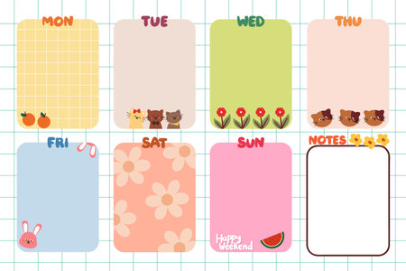 Collection of note paper to do list for weekly or daily planner school scheduler and organizerのイラスト素材