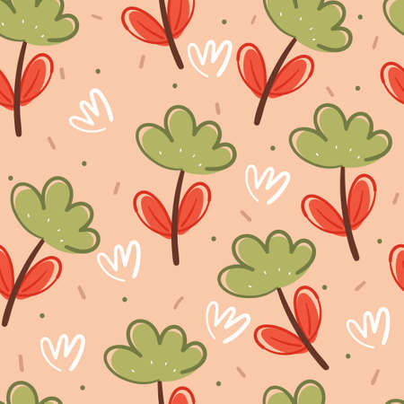 seamless pattern flower and leaves. botanical wallpaper for textile, fabric printのイラスト素材