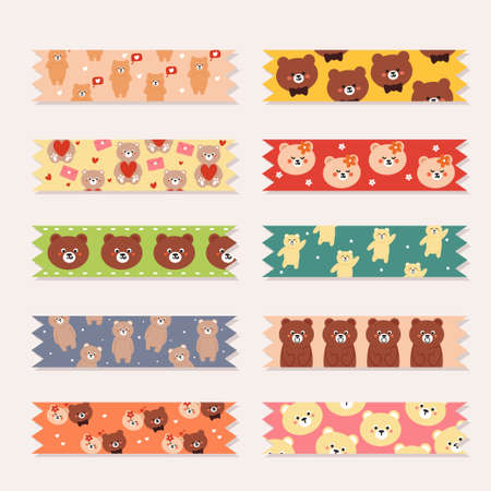 cute washi tape pattern for planner sticker, diary, journal, scrapbookのイラスト素材