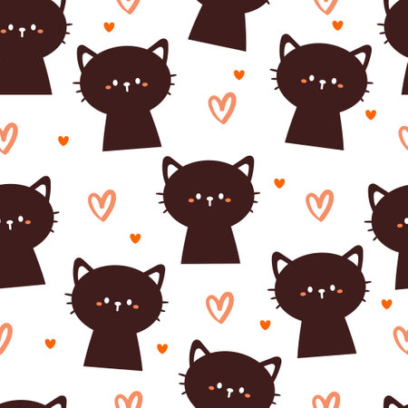 seamless pattern cartoon cat. cute animal wallpaper for textile, gift wrap paperのイラスト素材