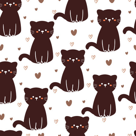 seamless pattern cartoon cat. cute animal wallpaper for textile, gift wrap paperのイラスト素材
