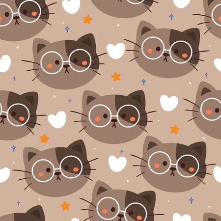 seamless pattern cartoon cat. cute animal wallpaper for textile, gift wrap paperのイラスト素材