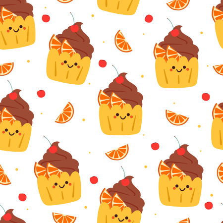 seamless pattern cartoon dessert. cute food wallpaper for textile, gift wrap paper