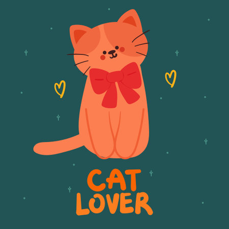 cute cartoon cat lover background. cute animal background for card, posterのイラスト素材