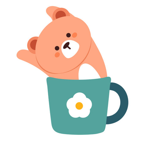 hand drawing cartoon bear. cute animal icon for kidsのイラスト素材