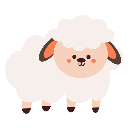 hand drawing cartoon sheep. cute animal iconのイラスト素材