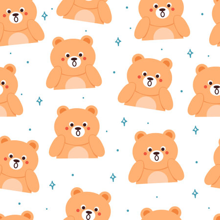 seamless pattern cartoon bears. cute animal wallpaper illustration for gift wrap paperのイラスト素材