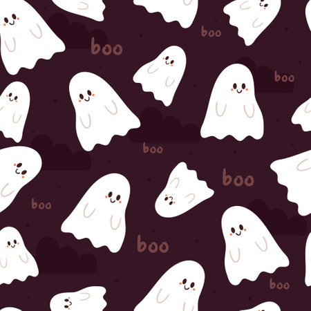 seamless pattern cartoon halloween. cute halloween wallpaper for kids, gift wrap paperのイラスト素材