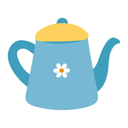 hand drawing cartoon blue teapotのイラスト素材