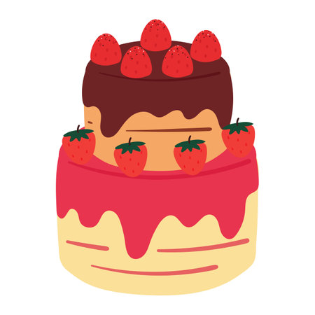 hand drawing cartoon chocolate cake. cute dessert sticker