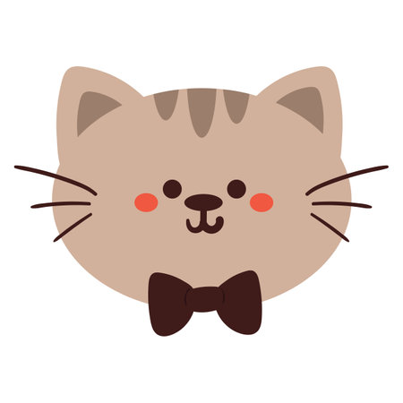 hand drawing cartoon cat sticker. cute animal drawing for sticker, iconのイラスト素材