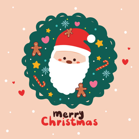 hand drawing cartoon Christmas card, wallpaper, background. cute Christmas wallpaperのイラスト素材