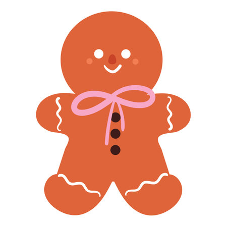 hand drawing holiday gingerbread man cookie. Happy new year decoration. Merry Christmas holiday. Vector illustration in flat styleのイラスト素材