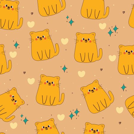 seamless pattern cartoon cats. cute animal wallpaper illustration for gift wrap paperのイラスト素材