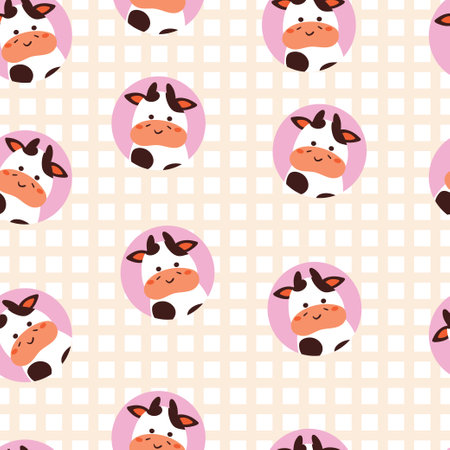 seamless pattern cartoon cow. cute animal wallpaper illustration for gift wrap paperのイラスト素材
