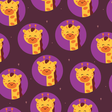 seamless pattern cartoon giraffe. cute animal wallpaper for textile, gift wrap paperのイラスト素材