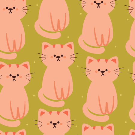 seamless pattern cartoon cats. cute animal wallpaper illustration for gift wrap paperのイラスト素材